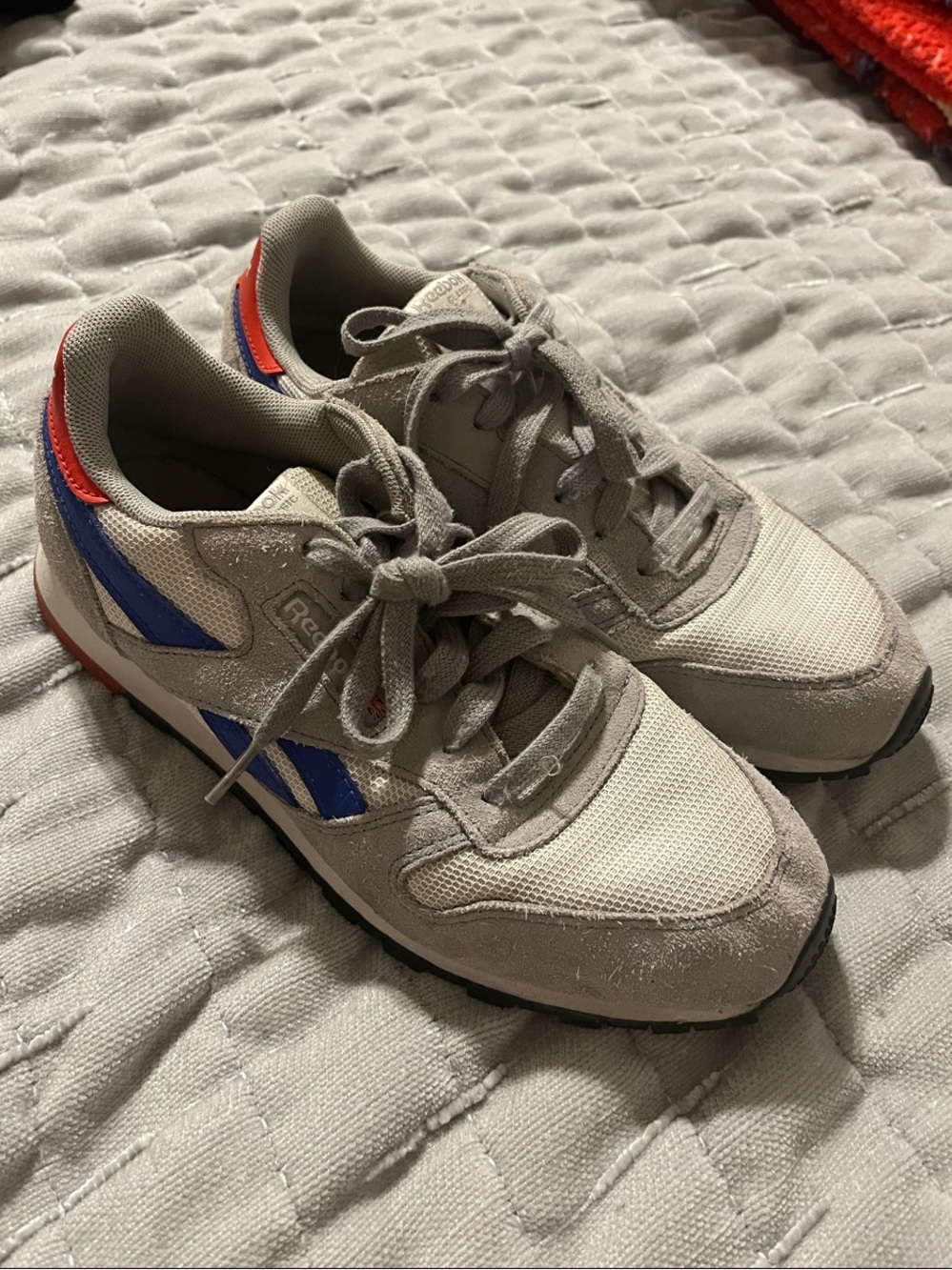Reebok Gray Sneakers with Blue and Red Accents